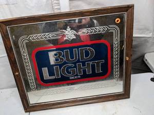 lot 484 image: Mirrored Bud Light Advertising Sign