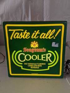 lot 101 image: Seagrams Cooler Taste It All Lighted Bar Advertising Sign
