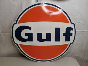 lot 401 image: Metal Gulf Gasoline Sign