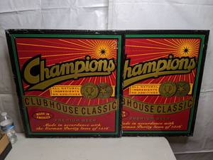 lot 412 image: Vintage Champions Premium Beer Metal Sign Clubhouse Classic