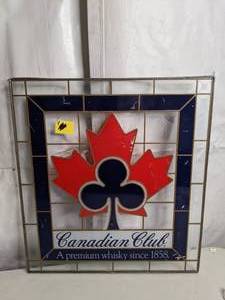 lot 419 image: Canadian Club Whiskey Stained Glass Style Wall Hanging