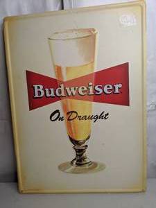 lot 423 image: Budweiser Pilsner On Draught Metal Sign