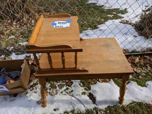 lot 560 image: Two-Tiered Wood End Table
