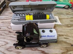 lot 606 image: Replica Ford Benzol Delivery Truck & Ford Tool Set