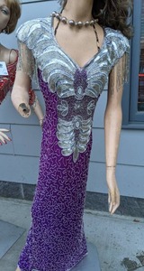 lot 628 image: Vintage Sequined Dress, Hat, Norman Kaplan Las Vegas Shoes and Necklace