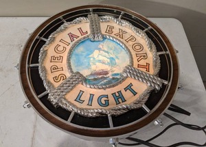 lot 368 image: Vintage 1980s Special Export Light Ships Wheel Lighted Sign