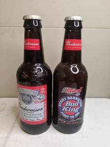 lot 311 image: Pair of 2 Budweiser  Large Glass Novelty Beer Bottles