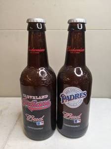 lot 312 image: Pair of 2 Budweiser  Large Glass Novelty Beer Bottles