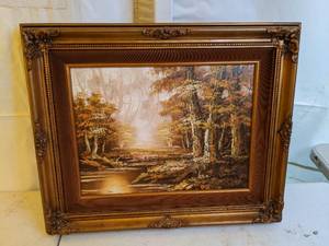 lot 435 image: Framed Painting - Forest and River