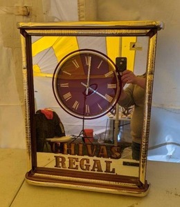 lot 446 image: Chivas Regal Scotch Advertisement Clock