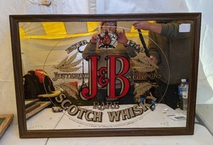 lot 705 image: J&B Scotch Whiskey Mirrored Framed Wall Hanging