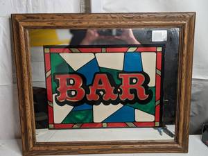 lot 718 image: Mirrored Decorative BAR Sign