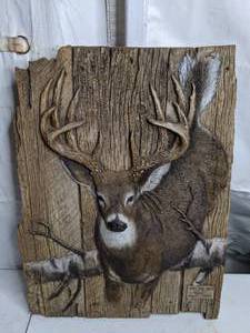 lot 722 image: George Turner 1993 Limited Edition Whitetail Deer Relief Sculpture
