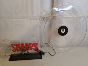 lot 493 image: Lighted Miller Sharps Advertisement & 8 Ball Pitcher Tray