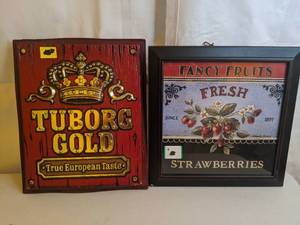 lot 499 image: (2) Signs Tuborg Gold Beer & Strawberries