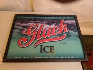 lot 745 image: Gluek Ice Beer Framed Advertising Sign