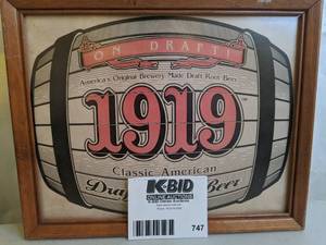 lot 747 image: Framed 1919 Root Beer Sign