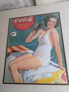 lot 760 image: Framed Vintage Style Coca-Cola Poster