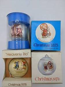 lot 853 image: 4 Vintage Hummel Christmas Ornaments