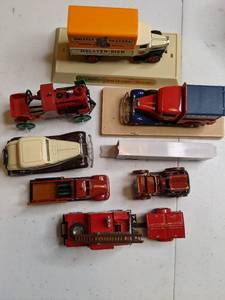 lot 1301 image: Assortment of vintage toy vehicles- Texaco, Mercedes Benz Lorry, Jingle Bell Express, Etc...