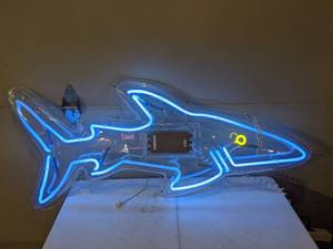 lot 395 image: Plexiglass Neon Shark Wall Hanging
