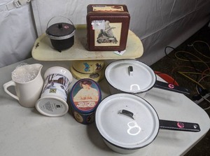 lot 1010 image: Vintage Baby Scale & Kitchen Accessories