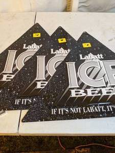 lot 459 image: Trio of Labatt Ice Beer Metal Signs