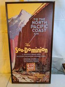 lot 734 image: Vintage Style Canadian Pacific Railroad Soo Dominion Framed Print