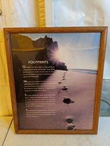 lot 737 image: Framed Religious FOOTPRINTS Poem and Print