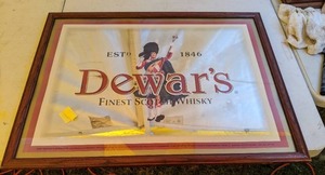 lot 741 image: Dewars Finest Scotch Whiskey Mirrored Framed Wall Hanging