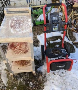 lot 887 image: Husky Pressure Washer & Rubbermaid Rolling Cart