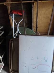 lot 995 image: Folding Card Table, Eraseable Whiteboard On Easel, Et Cetera