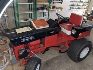 lot 6 image: Jabalina Bush Hog Garden Tractor with Snowblower Attachment (Check out the Video)