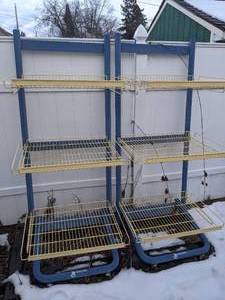 lot 874 image: Pair of General Mills Metal Racks on Wheels