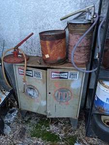 lot 879 image: Vintage P&D Ignition Parts Cabinet with Contents