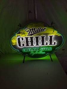 lot 53 image: Backlit Miller Chill Chelada Style Beer Advertising Sign
