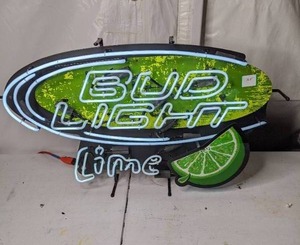 lot 56 image: Bud Light Lime Electric Advertising Sign