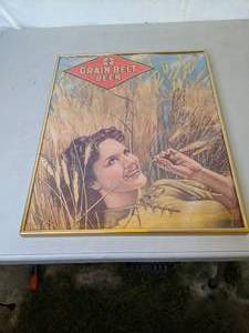 lot 192 image: Grain Belt Beer Woman in Barley Field Vintage Advertising Sign