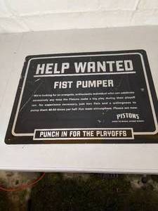 lot 198 image: Pistons Help Wanted Fist Pumper Sign
