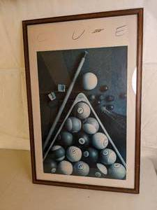 lot 204 image: Framed Photograph of Pool Cue and Billiards Balls