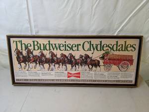 lot 219 image: Vintage Framed Budweiser Clydesdales Advertising