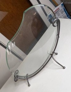 lot 944 image: Modern Sculptural Glass Vase on Metal Base