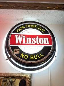 lot 953 image: Neon Winston Cigarettes Wall Advertising Sign