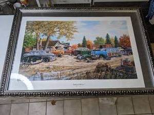 lot 967 image: Framed Print of Junkyard Painting - Americana