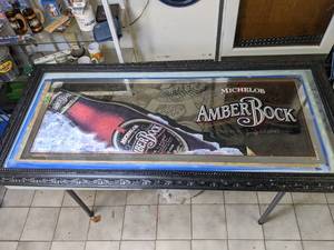 lot 972 image: Michelob Amber Bock Mirrored Sign in Decorative Frame
