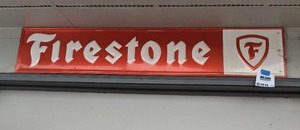 lot 1400 image: Large Vintage Firestone Metal Grace Brite Advertising Sign
