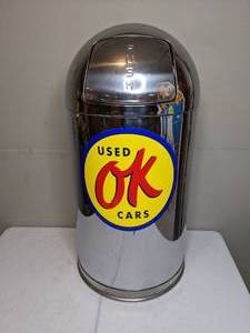 lot 1393 image: OK Used Cars Chrome Domed Trash Can