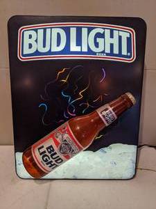 lot 1255 image: Lighted Bud Light Wall Advertising