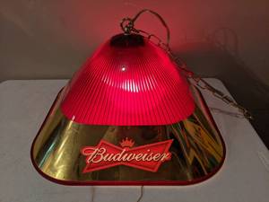lot 1210 image: Budweiser Advertising Hanging Light Fixture