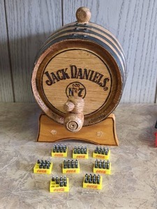 lot 815 image: Miniature Coca-Cola 12 Packs & Decorative Jack Daniels Barrel